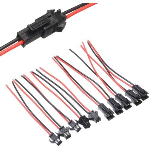 Hot Sale 5 Pairs Plug Connector Cable 2-Pin SM Plug Connector Cable Wire Male + Female 5 Of Each Connector