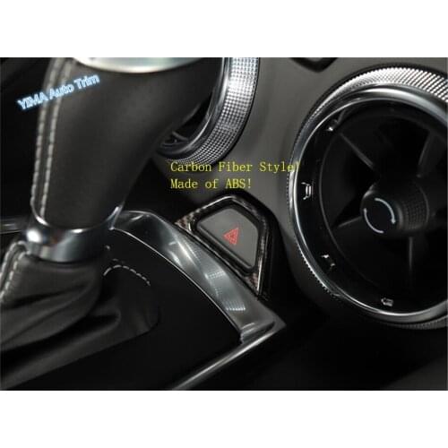 Lapetus Auto Styling Emergency Light Button Frame Cover Trim For Chevrolet Camaro 2016 2017 2018 2019 2020 ABS Carbon Fiber Look
