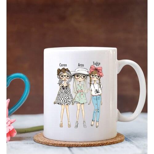 Personalized Three Girls Design White Mug Cup Gift Design Dependable Quality Funny Picture Fun Favorable Cost
