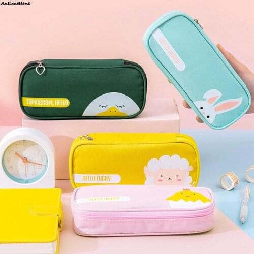 Cartoon Animal Simple Pencil Case Bag Cute Pencil Cases For Children Pen Case Kawaii Pen Bag Gifts For Student School Stationery