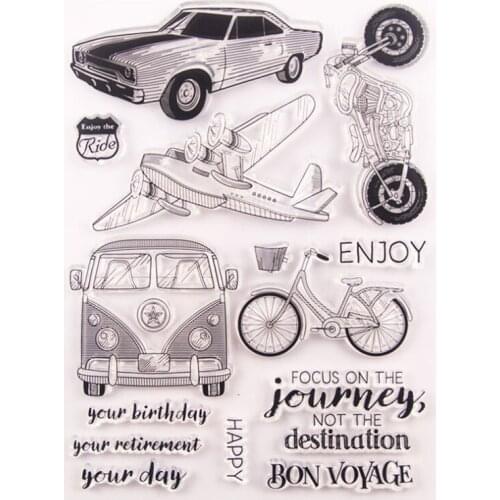 Bus Motorcycle Transparent Clear Silicone Stamp Seal Diy Scrapbook Rubber Stencil Coloring Diary Decor Office School Supplies