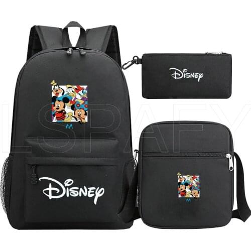 3Pcs Mickey Minnie School Backpacks for Teenage Girls Boys Laptop Knapsack Casual Travel Bags Kids Bookbags with Pen Case