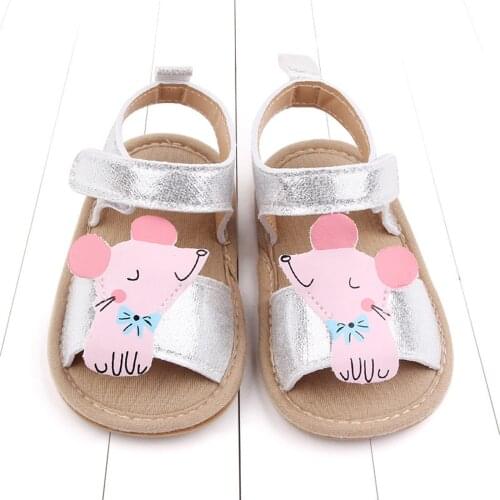 Summer Sandals Baby Girls Sandals Soft Non-Slip Rubber Sole Summer Flat Walking Shoes Cute Animal Print Baby Girl Sandals