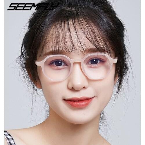 Seemfly Retro Glasses Frame Vintage Polygon Frame Anti Blue Light Clear Lens Eyeglasses Transparent Spectacle Unisex Eyewear New