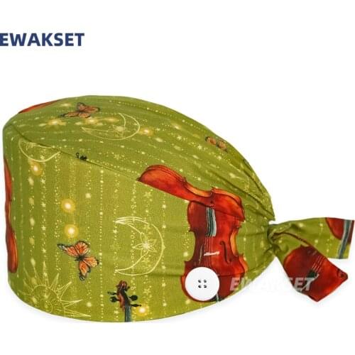 Cotton Scrub Hat Cello Printed Bouffant Hats Pet Grooming Agency Nursing Caps Beautician Women Men Nursing Surgicals Cap Unisex