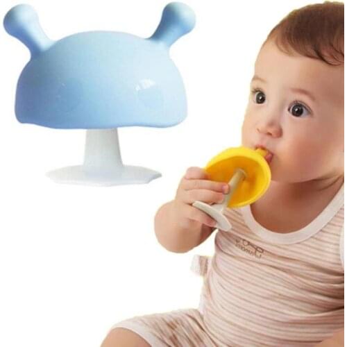 Silicone Baby Mushroom Teether Toy Baby Molar Toy Soft Safety Molar Gums Toy Rattle Toy For Newborn Baby