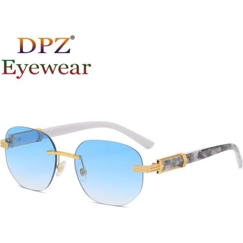 2021 Fashion Rimless Style Cool Marble Grain Sunglasses Women Men Vintage Classic Luxury Brand Design Sun Glasses Female Shades