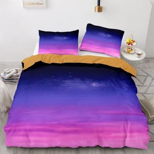 Space Galaxy Aurora Sunset Glow Bedding Set Single Twin Full Queen King Size Sky Stars Moon Bed Set Childrens Kid Duvetcover 14