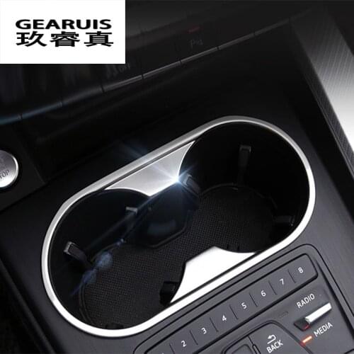 Car Styling Water Cup Holder Gear Shift Panel Multimedia decoration Cover Stickers Trim For Audi A4 B9 Interior Auto Accessories