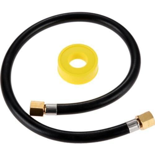 24 Inch Length High Pressure Propane Fireplace Extension Connector Hose with 3/8 Female Flare Nuts and Gas Line Pipe Thread Tape