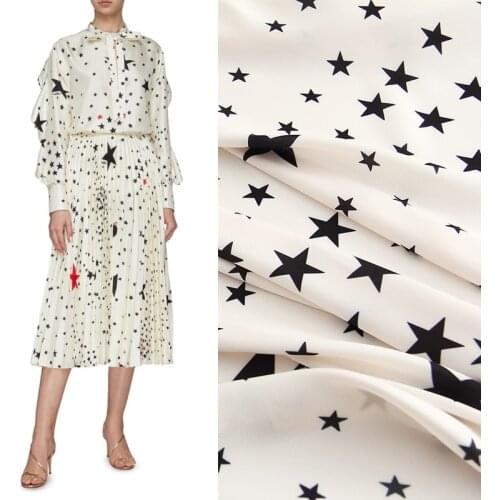 Star Spring and Summer Printing Fabric 100% Polyester Satin Crepe de Chine Design Fabric for Clothing Textile Sewing Fabric