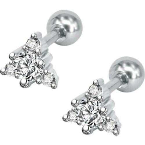 Hign Quality Shiny Zircon Ear Piercing Cartilage Helix Tragus Triangle Barbell Bar Earrings Surgical Steel Ear Studs Piercing