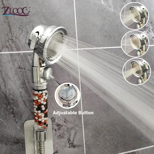 Zloog Bathtoom Pressurized Shower Head 3 Modes Adjustable High Pressure Mineral Stones Spa Filter Shower Head