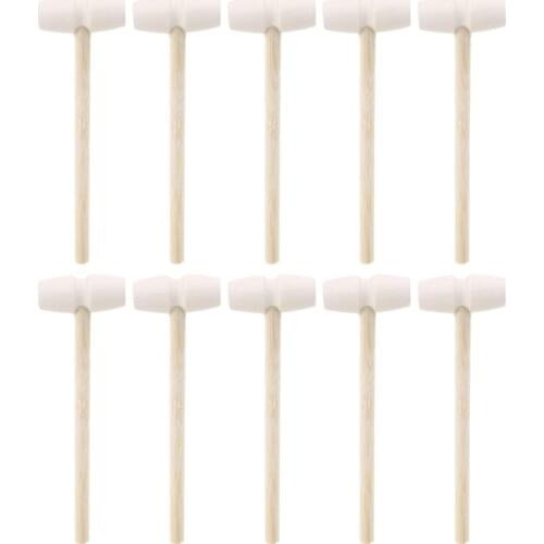 10 Pcs Wooden Hammers Toys for Chocolate Breakable Heart Mini Hammer Mallet for Chocolate Smash-able Heart Smooth Finish