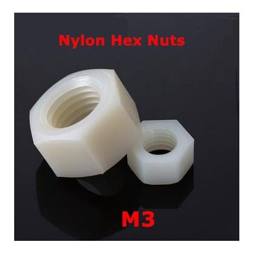 1000pcs M3 Nylon Hexagon Nuts Metric Thread Plastic Nut Insulation Hex Nuts Fastener
