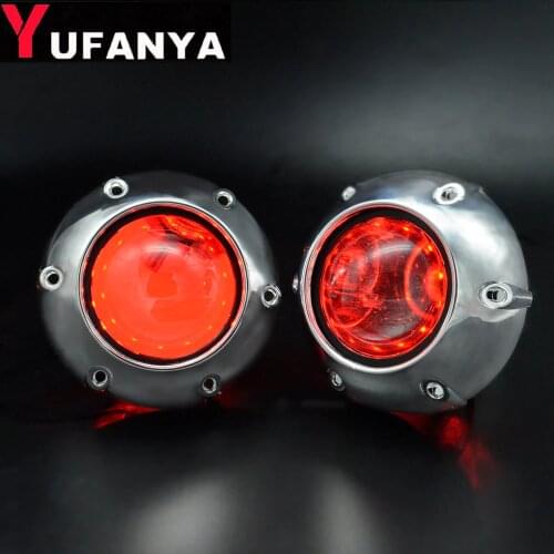 2.5 Inch Hid Mini Bi Xenon Projector Lens With Silver Shrouds Mask Red Demon Eyes LHD/RHD fit H1 H4 h7 car model hid retrofit