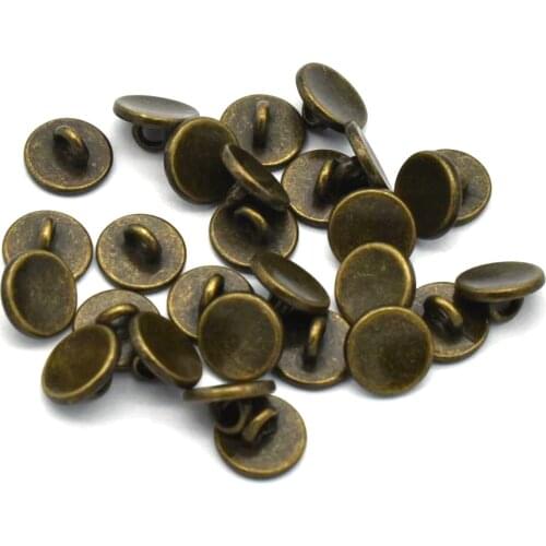 20pcs Antique Bronze Metal Buttons Antique Copper Hole Buttons Retro Flat Button Clothes Sewing Decoration DIY Craft 9mm