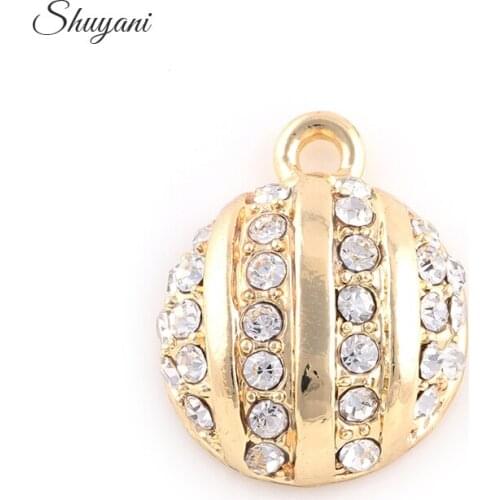 22*17mm Crystal Round Charms Pendant Fit DIY Necklace Jewerly Making Accessories