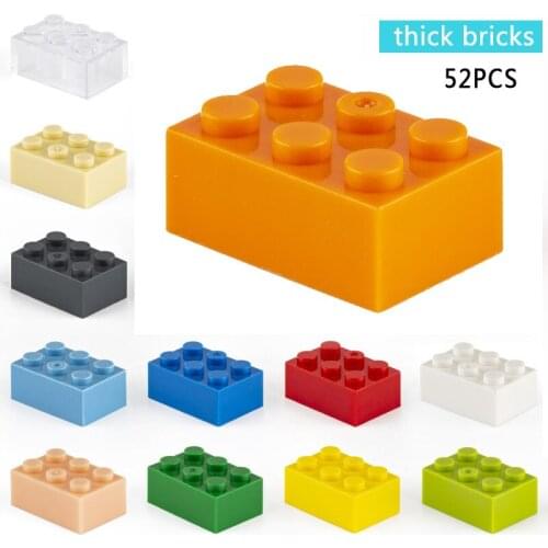 52pcs Building Blocks 2x3 Dots Thick Figures Bricks Educational Creative Size Fit Other Brand Plastic DIY Toys Accessorie3002
