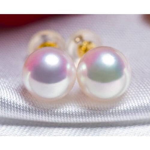 Free shipping luxury Noble jewelry Genuine charming pair AAA 10-11 mm Akoya Pearls white pearl earring