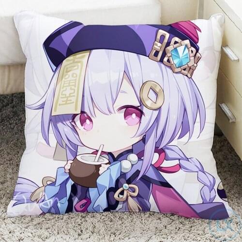 Game Anime Genshin Impact Square Pillow Venti Amber Barbara Paymon Hotaru Klee Cosplay Doll Plush Sofa Throw Pillow Toy Gifts