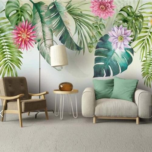 Europe 3D Tropic Wallpaper Flower Printing Mural Tropical Rain Forest Leaf for Living Room Bedroom Home Wall Decorative Custom