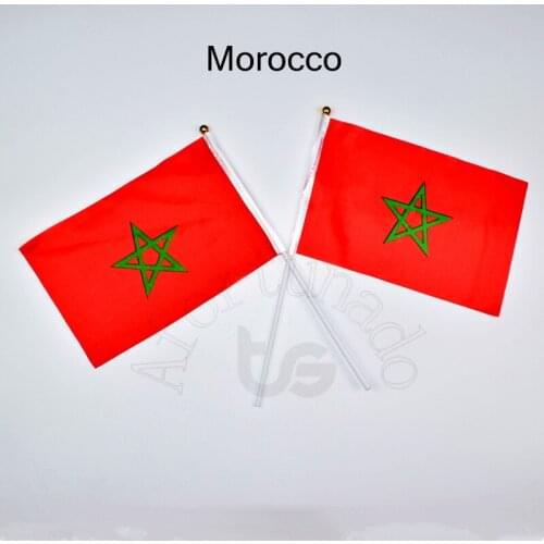 Morocco flag Banner 14*21cm hand waving National flag Home Decoration flag banner