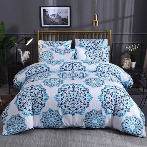 Blue Color Bohemia Bedding Set Queen King Size Boho Duvet Cover Sets Mandala Reactive Printed Quilt Comforter Covers Bedding