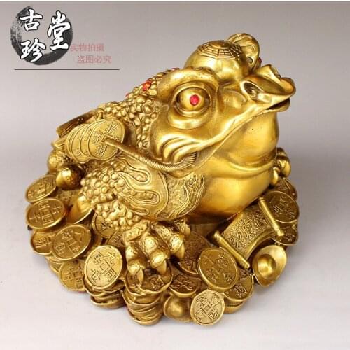 Copper toad Good Fortune Lucky Business Business Gift Copper metal crafts home desktop decor decoration ornaments(A838)