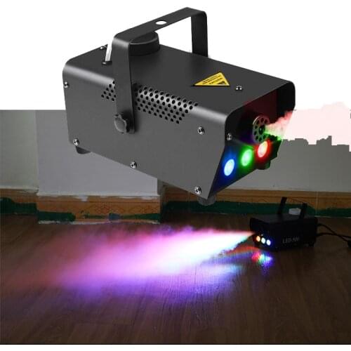 Mini 500W Fog Machine Wireless Remote Control RGB Mixed LED Colorful Effects Stage Fogger Projector DJ Disco Xmas Party Smoke