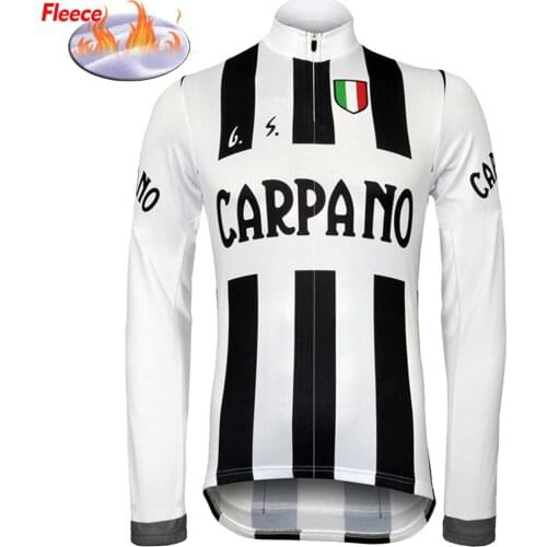 New Man Winter Fleece Cycling Jersey carpano Retro Bike Clothing Road/MTB White Bicycle Wear Shirts Long Sleeve Thin FULL ZIP