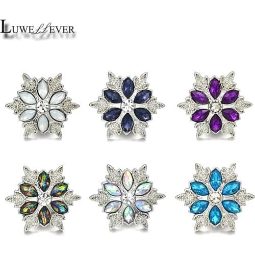 New Component w480 Flower Crystal 18mm Metal Snap Button For Bracelet Necklace Interchangeable Jewelry Accessorie Findings