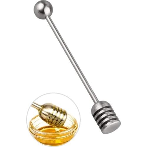 1Pc 304 Stainless Steel Honey Dipper Stick Server Coffee Stirring Rod for Syrup Pot Jar Containers 6.3 Inch Kitchen Tool