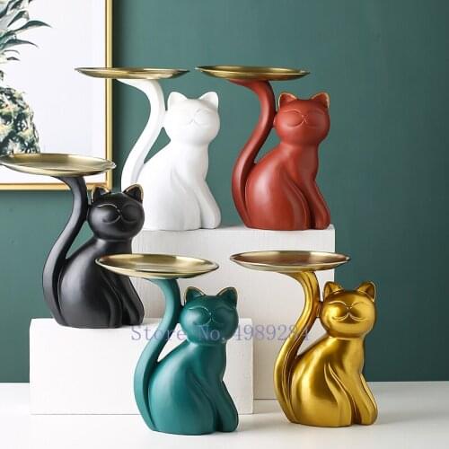 Creativity Resin Simulation Animal Cartoon Storage Tray Metal Monkey Cat Modern Home Desktop Fruit Plate Decoration Furnishings