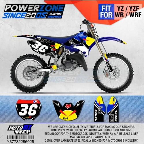 PowerZone Customized Team Graphics Backgrounds Decals 3M Custom Stickers For YAMAHA YZ125/250 X 1996-2001 2002-14 2015-2019 025