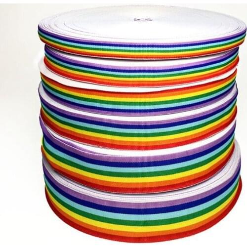Rainbow ribbon Nylon Strap Belt Bag Fashion Clothes Bias Binding Tapes Gift Wrapping DIY Hair Accessories Colored Webbing