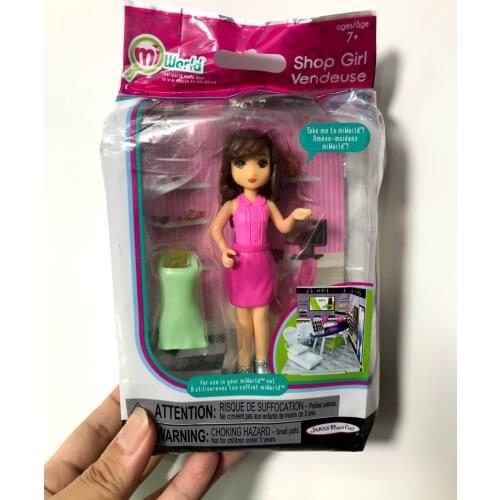 About 13cm detachable saleswoman doll with apron accessories Original plastic bag doll