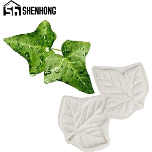 SHENHONG Fondant Cake Decorating Tools Clay Pan Gummy Silicone Molds 1 Set Lvy Leaves Shaped Sugarcraft Pastry Baking Mould