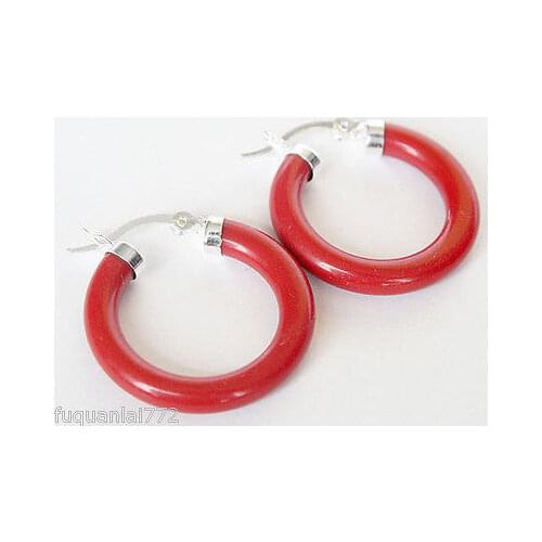 SHIPPINGNew Charming 925 sterling With Manmade Red Coral Earring -jewelry earrings for women earrings