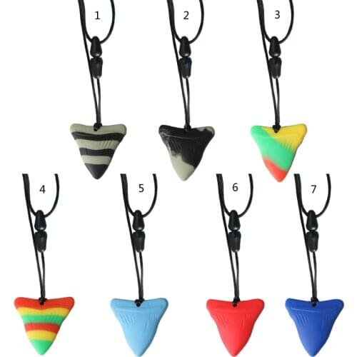 Shark Tooth Silicone Teething Necklace Baby Gender Neutral Chew Necklace Sensory Teether Pendant BPA Free Beads