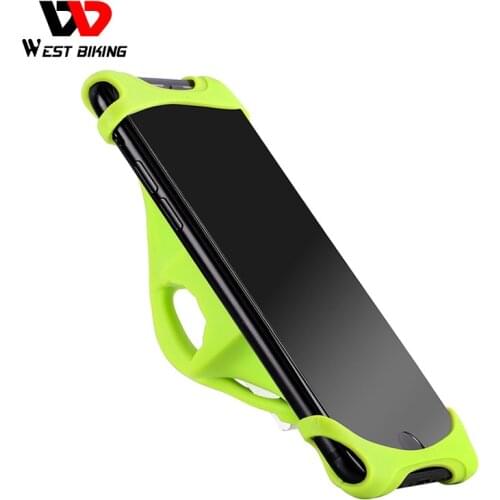 WEST BIKING Silicone Bike Phone Holder 4.0-5.5 inch Smart Mobile Phone Bike Mount Bracket GPS Phone Stand Bicycle Phone Holder