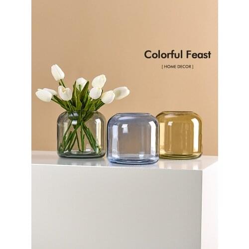 Nordic Glass Vase Creative Living Room Simple Flower Bottle Hydroponic Container Dry Flower Vases Wedding Home Decoration