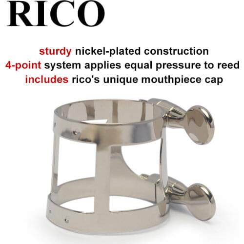 USA RICO LIGATURE AND CAP Hard rubber mouthpiece ALTO SAX (NICKEL PLATED) RAS1N