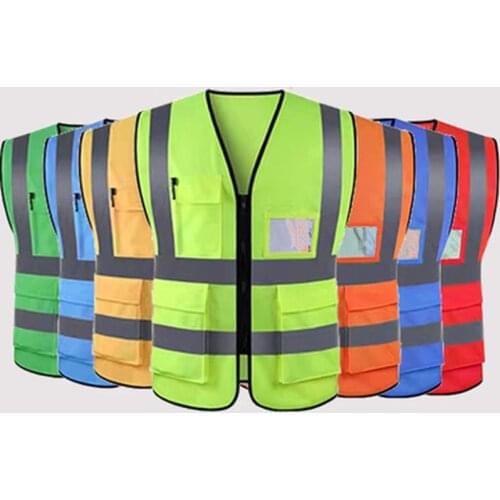 For Building Construction Sanitation worker Multi-Pockets Reflective Reflective safety vest Cycling reflective night running