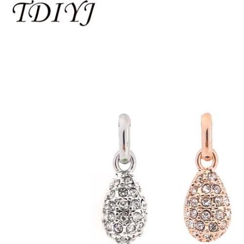 TDIYJ Deluxe Jewelry Cleo Raindrop Cz Pendant Small Slide Charms Pendant for Women Choker Necklace 6Pcs/lot