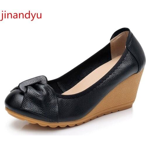 High Heels Wedges Shoes for Women Pumps Genuine Leather Bow Woman Shoes Heels Wedding Dress Women Shoes High Heel Party Shoe