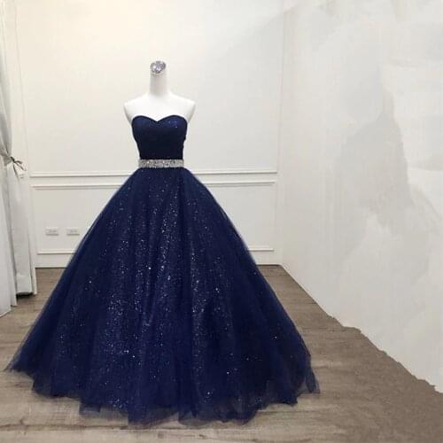 Katristsis d 2019 Robe De Mariage Princess Bling Bling Luxury Navy blue Ball Gown evening Dress Custom Made Vestido De Noiva