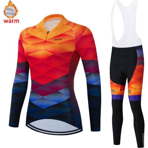 Bike Jersey 2022 New Women Winter Fleece Cycling Jersey Set Keep warm Cycling Clothing MTB Bicycle Clothes Ropa Maillot Ciclismo