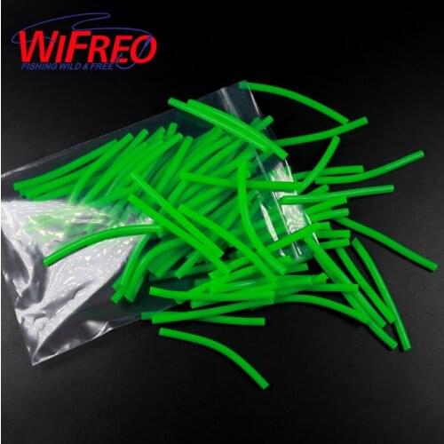 Wifreo 100PCS 6cm 3.8mm Cutted Green Glowing Tube Soft Silicone Fishing Tubes Luminous Hook Sleeve Tube Lures