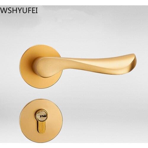 WSHYUFEI Golden space aluminum door handle Interior Bedroom door lock Split Silent Security anti-theft door lock Home hardware